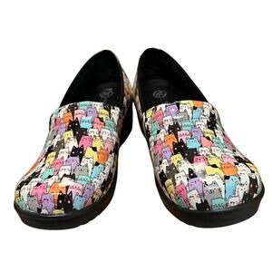 Easy Street Women's Clogs CATS Print Slip Resistant Shoes Size 9